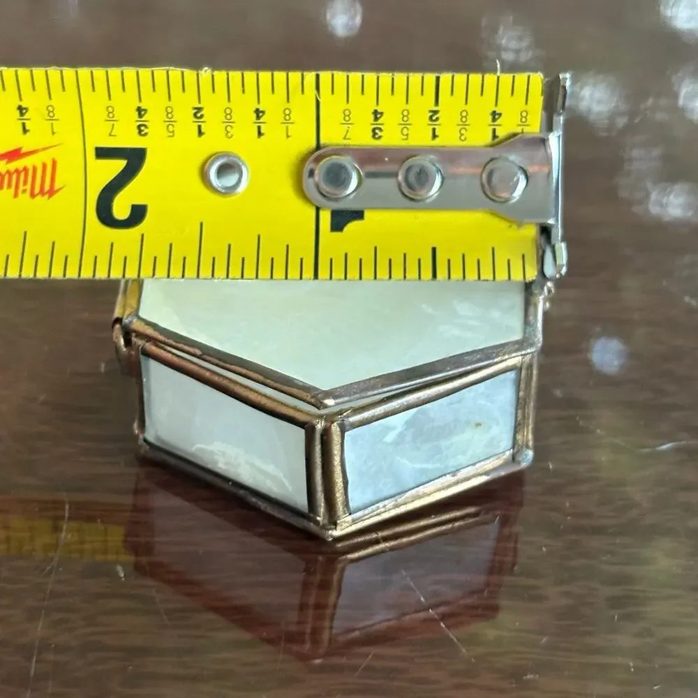 Vintage Hexagon Capiz Shell Trinket Box – Hinged Lid